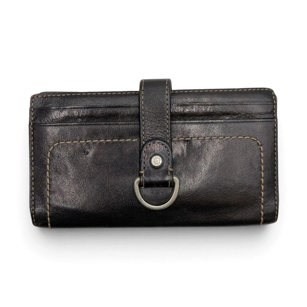 FOSSIL Black Leather Wallet Vintage Foldover Bifold